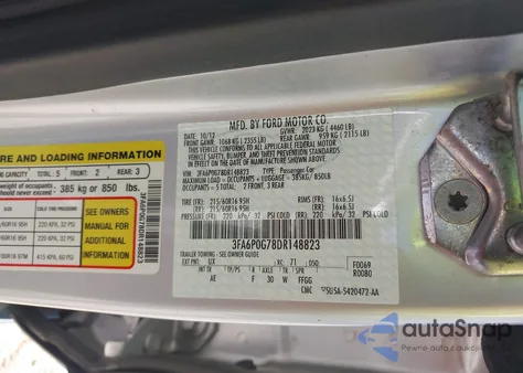 2013 Ford Fusion S z USA, uszkodzony, nr VIN 3FA6P0G78DR148823